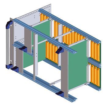 Baugruppenträger 6 HE als Aufbauvariante für Ein-/Aushebegriff und BUS-Platine