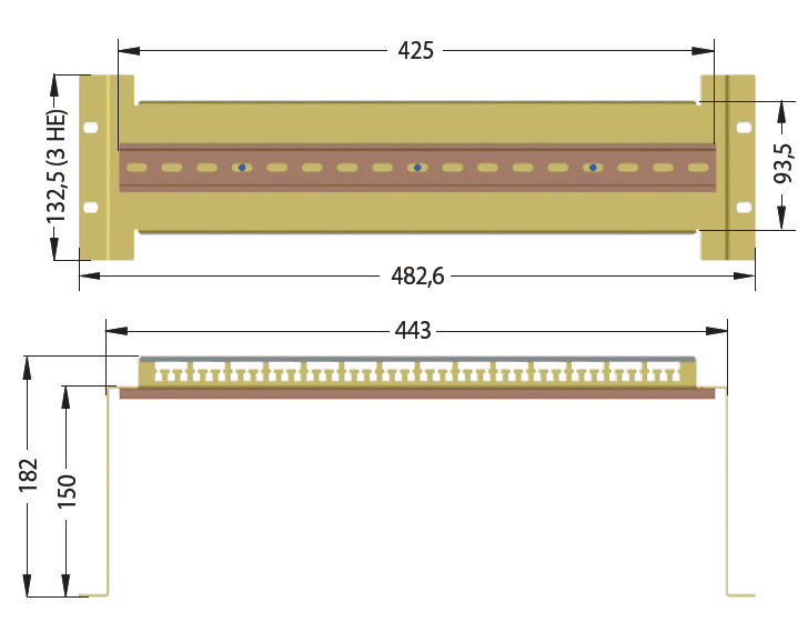 Abmessungen des Hutschienenhalters